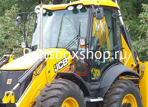 Стекло лобовое нижнее левое JCB 3CX, 4CX с 2005 г. KMK